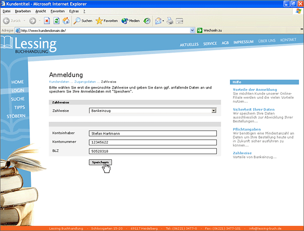 Screenshot von Liber, Beschreibung siehe unten.